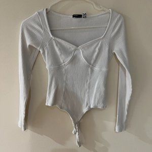White Ribbed structured bodysuit
